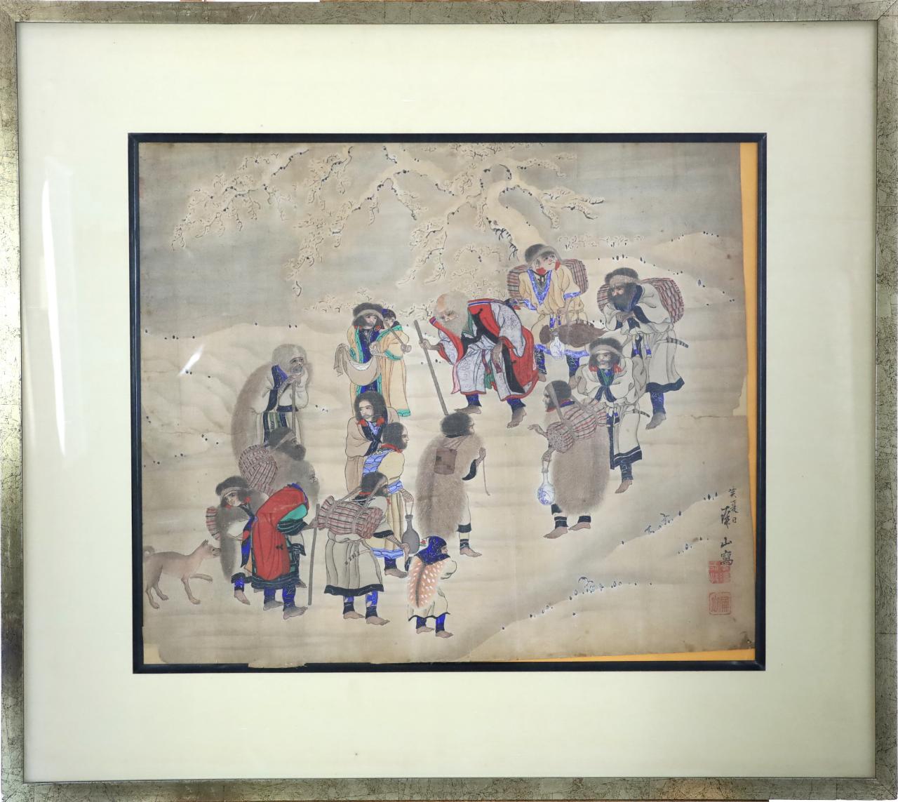Lot - École FRANCAISE du XVIIème siècle Têtes : l'Enfant Jésus et un autre  enfant Papier octogonal marouflé 31 x 43 cm Restaurations ancie